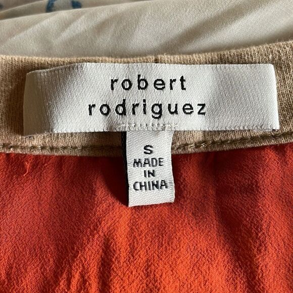 Robert Rodriguez Tan & Orange Layered Top with 100% Silk Trim (Size: Small) - Picture 6 of 14